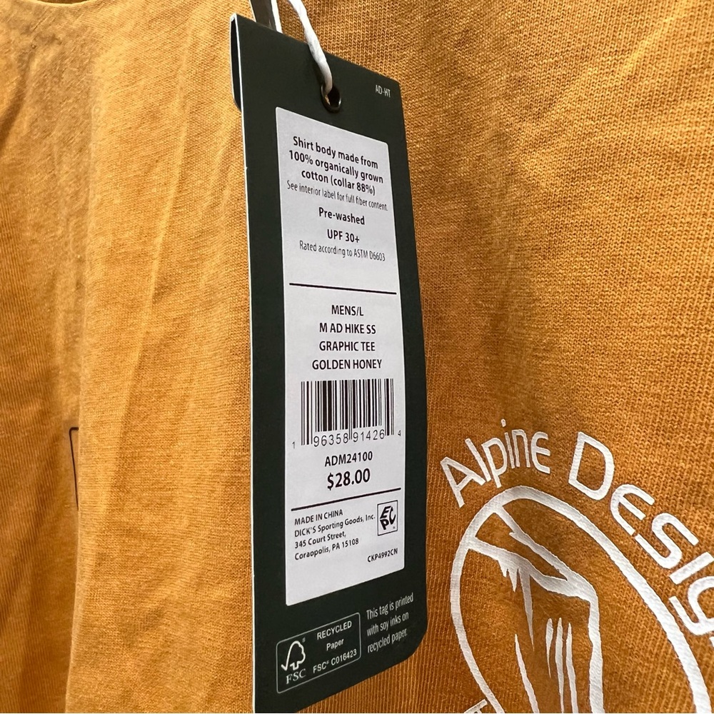 Alpine Design Men's Golden Honey Hike Short Sleeve Tee Large - Picture 3 of 6